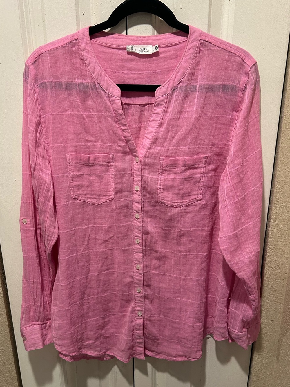Carve Designs 100% Organic Cotton Gauze Dylan Pink Shirt , M